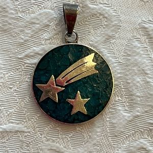 Vintage 1951 Mexican silver and turquoise shooting star pendant